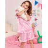 image:imageSWOMOG Kids Satin Pajamas Sets Girls Boys ButtonDown Pjs Short Sleeve Silk Nightwear 2 Piece Lounge SetsPink Striped
