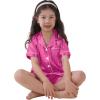 image:imageSWOMOG Kids Satin Pajamas Sets Girls Boys ButtonDown Pjs Short Sleeve Silk Nightwear 2 Piece Lounge SetsRose Red