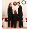 image:imageSWOMOG Matching Couple Christmas Pajamas Set Modal Long Sleeve ButtonDown Sleepwear Family Festival Party Xmas PJs SetsBlack