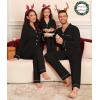 image:imageSWOMOG Matching Couple Christmas Pajamas Set Modal Long Sleeve ButtonDown Sleepwear Family Festival Party Xmas PJs SetsBlack
