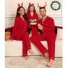 image:imageSWOMOG Matching Couple Christmas Pajamas Set Modal Long Sleeve ButtonDown Sleepwear Family Festival Party Xmas PJs SetsChristmas Red