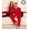 image:imageSWOMOG Matching Couple Christmas Pajamas Set Modal Long Sleeve ButtonDown Sleepwear Family Festival Party Xmas PJs SetsChristmas Red