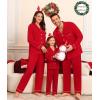 image:imageSWOMOG Matching Couple Christmas Pajamas Set Modal Long Sleeve ButtonDown Sleepwear Family Festival Party Xmas PJs SetsChristmas Red