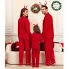 image:imageSWOMOG Matching Couple Christmas Pajamas Set Modal Long Sleeve ButtonDown Sleepwear Family Festival Party Xmas PJs SetsChristmas Red
