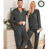 image:imageSWOMOG Matching Couple Christmas Pajamas Set Modal Long Sleeve ButtonDown Sleepwear Family Festival Party Xmas PJs SetsDeep Grey