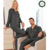 image:imageSWOMOG Matching Couple Christmas Pajamas Set Modal Long Sleeve ButtonDown Sleepwear Family Festival Party Xmas PJs SetsDeep Grey