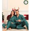 image:imageSWOMOG Matching Couple Christmas Pajamas Set Modal Long Sleeve ButtonDown Sleepwear Family Festival Party Xmas PJs SetsGreen Christmas Elk