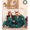 image:imageSWOMOG Matching Couple Christmas Pajamas Set Modal Long Sleeve ButtonDown Sleepwear Family Festival Party Xmas PJs SetsGreen Christmas Elk