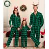 image:imageSWOMOG Matching Couple Christmas Pajamas Set Modal Long Sleeve ButtonDown Sleepwear Family Festival Party Xmas PJs SetsGreen With Black Grid
