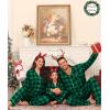 image:imageSWOMOG Matching Couple Christmas Pajamas Set Modal Long Sleeve ButtonDown Sleepwear Family Festival Party Xmas PJs SetsGreen With Black Grid