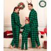 image:imageSWOMOG Matching Couple Christmas Pajamas Set Modal Long Sleeve ButtonDown Sleepwear Family Festival Party Xmas PJs SetsGreen With Black Grid