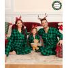 image:imageSWOMOG Matching Couple Christmas Pajamas Set Modal Long Sleeve ButtonDown Sleepwear Family Festival Party Xmas PJs SetsGreen With Black Grid