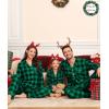 image:imageSWOMOG Matching Couple Christmas Pajamas Set Modal Long Sleeve ButtonDown Sleepwear Family Festival Party Xmas PJs SetsGreen With Black Grid