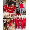 image:imageSWOMOG Matching Couple Christmas Pajamas Set Modal Long Sleeve ButtonDown Sleepwear Family Festival Party Xmas PJs SetsRed  Solid