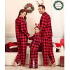 image:imageSWOMOG Matching Couple Christmas Pajamas Set Modal Long Sleeve ButtonDown Sleepwear Family Festival Party Xmas PJs SetsRed With Black Grid