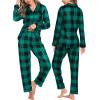 image:imageSWOMOG Matching Family Christmas Pajamas Set Long Sleeve Festival Party Pj Set ButtonDown SleepwearBig Green Plaid
