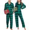 image:imageSWOMOG Matching Family Christmas Pajamas Set Long Sleeve Festival Party Pj Set ButtonDown SleepwearBig Green Plaid