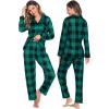 image:imageSWOMOG Matching Family Christmas Pajamas Set Long Sleeve Festival Party Pj Set ButtonDown SleepwearBig Green Plaid