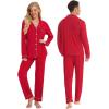 image:imageSWOMOG Matching Family Christmas Pajamas Set Long Sleeve Festival Party Pj Set ButtonDown SleepwearRed