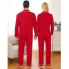 image:imageSWOMOG Matching Family Christmas Pajamas Set Long Sleeve Festival Party Pj Set ButtonDown SleepwearRed