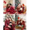 image:imageSWOMOG Matching Family Christmas Pajamas Set Long Sleeve Festival Party Pj Set ButtonDown SleepwearRed With Black Big Grid