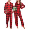 image:imageSWOMOG Matching Family Christmas Pajamas Set Long Sleeve Festival Party Pj Set ButtonDown SleepwearRed With Black Big Grid