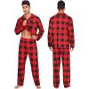 image:imageSWOMOG Matching Family Christmas Pajamas Set Long Sleeve Festival Party Pj Set ButtonDown SleepwearRed With Black Big Grid