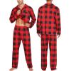 image:imageSWOMOG Matching Family Christmas Pajamas Set Long Sleeve Festival Party Pj Set ButtonDown SleepwearRed With Black Big Grid