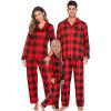 image:imageSWOMOG Matching Family Christmas Pajamas Set Long Sleeve Festival Party Pj Set ButtonDown SleepwearRed With Black Big Grid