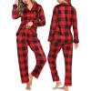 image:imageSWOMOG Matching Family Christmas Pajamas Set Long Sleeve Festival Party Pj Set ButtonDown SleepwearRed With Black Big Grid