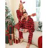 image:imageSWOMOG Matching Family Christmas Pajamas Set Long Sleeve Festival Party Pj Set ButtonDown SleepwearRed With Black Plaid