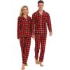 image:imageSWOMOG Matching Family Christmas Pajamas Set Long Sleeve Festival Party Pj Set ButtonDown SleepwearRed With Black Plaid