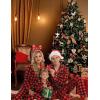 image:imageSWOMOG Matching Family Christmas Pajamas Set Long Sleeve Festival Party Pj Set ButtonDown SleepwearRed With Black Plaid