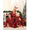image:imageSWOMOG Matching Family Christmas Pajamas Set Long Sleeve Festival Party Pj Set ButtonDown SleepwearRed With Black Plaid