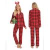 image:imageSWOMOG Matching Family Christmas Pajamas Set Long Sleeve Festival Party Pj Set ButtonDown SleepwearRed With Black Plaid