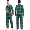 image:imageSWOMOG Matching Family Christmas Pajamas Set Long Sleeve Festival Party Pj Set ButtonDown SleepwearRed With Green Grid