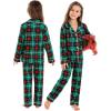 image:imageSWOMOG Matching Family Christmas Pajamas Set Long Sleeve Festival Party Pj Set ButtonDown SleepwearRed With Green Grid