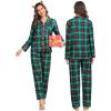 image:imageSWOMOG Matching Family Christmas Pajamas Set Long Sleeve Festival Party Pj Set ButtonDown SleepwearRed With Green Grid