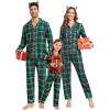 image:imageSWOMOG Matching Family Christmas Pajamas Set Long Sleeve Festival Party Pj Set ButtonDown SleepwearRed With Green Grid