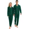 image:imageSWOMOG Matching Family Christmas Pajamas Set Long Sleeve Festival Party Pj Set ButtonDown SleepwearSmall Green Grid