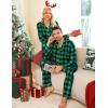 image:imageSWOMOG Matching Family Christmas Pajamas Set Long Sleeve Festival Party Pj Set ButtonDown SleepwearSmall Green Grid