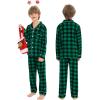 image:imageSWOMOG Matching Family Christmas Pajamas Set Long Sleeve Festival Party Pj Set ButtonDown SleepwearSmall Green Grid