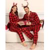 image:imageSWOMOG Matching Family Pajama Set Couple Christmas Printed Sleepwear Xmas Long Sleeve Lounge Set Men amp Women Pjs SetRed Black Plaid