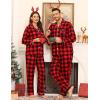 image:imageSWOMOG Matching Family Pajama Set Couple Christmas Printed Sleepwear Xmas Long Sleeve Lounge Set Men amp Women Pjs SetRed Black Plaid