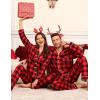 image:imageSWOMOG Matching Family Pajama Set Couple Christmas Printed Sleepwear Xmas Long Sleeve Lounge Set Men amp Women Pjs SetRed Black Plaid