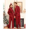 image:imageSWOMOG Matching Family Pajama Set Couple Christmas Printed Sleepwear Xmas Long Sleeve Lounge Set Men amp Women Pjs SetRed Black Plaid