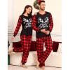 image:imageSWOMOG Matching Family Pajama Set Couple Christmas Printed Sleepwear Xmas Long Sleeve Lounge Set Men amp Women Pjs SetRed Christmas Elk