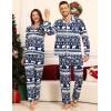 image:imageSWOMOG Matching Family Pajama Set Couple Christmas Printed Sleepwear Xmas Long Sleeve Lounge Set Men amp Women Pjs SetSnow Hatbuttons