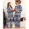 image:imageSWOMOG Matching Family Pajama Set Couple Christmas Printed Sleepwear Xmas Long Sleeve Lounge Set Men amp Women Pjs SetSnow Hatbuttons