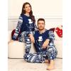 image:imageSWOMOG Matching Family Pajama Set Couple Christmas Printed Sleepwear Xmas Long Sleeve Lounge Set Men amp Women Pjs SetSnow Hatpullover
